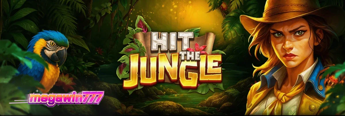 Tampilan layar permainan slot Hit the Jungle dengan tema hutan dan simbol hewan